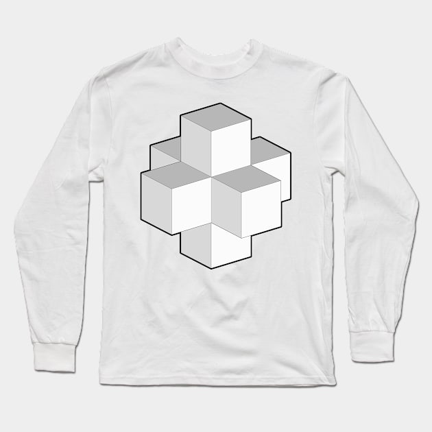 Simple 3d Cubic Cross Long Sleeve T-Shirt by Zeroeroroo